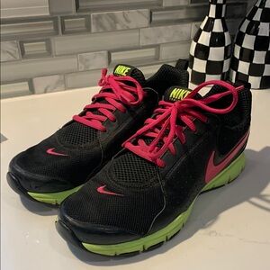 Nike Black and Pink Athletic Sneakers with Cushioned Sole